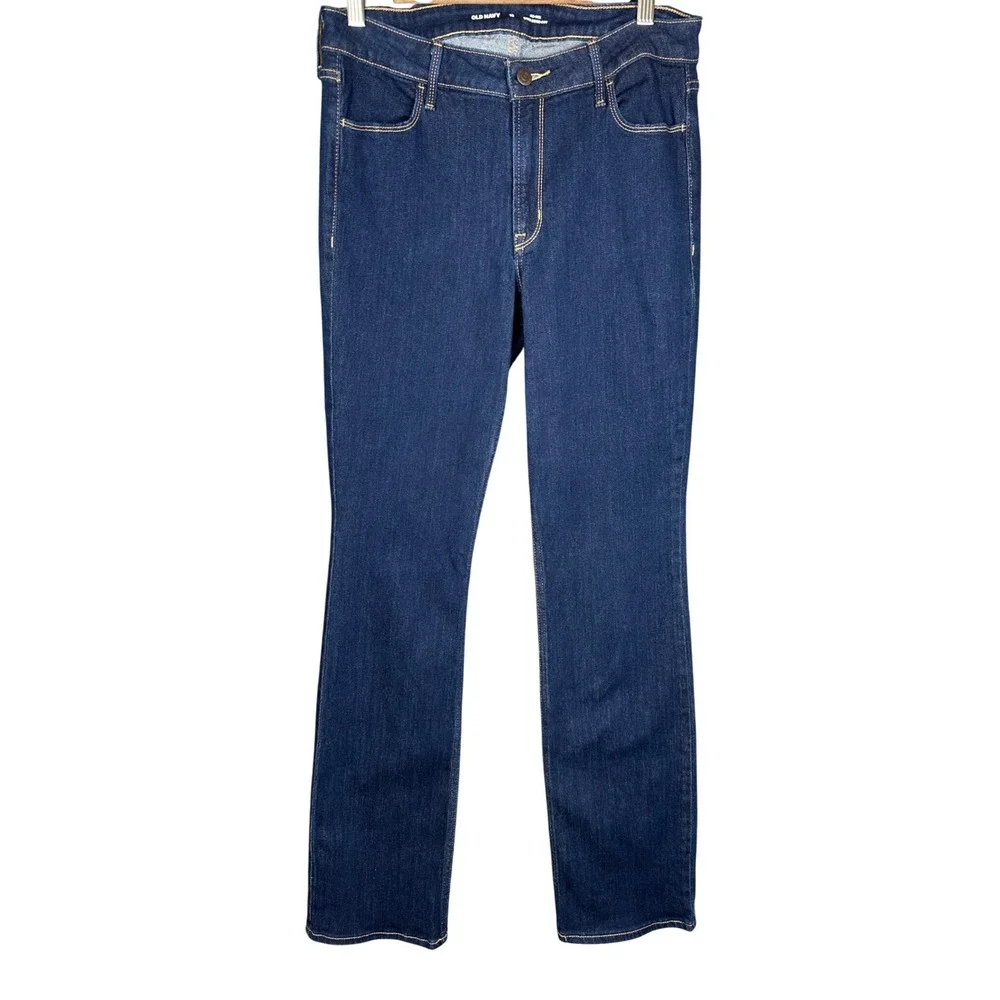 Old Navy Women Wow Boot Cut Jeans Size 10 Dark Wash Mid-Rise Denim Pants Classic